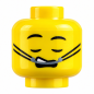 Preview: LEGO® Minifiguren-Kopf gelb mit geschlossenen Augen, geöffnetem Mund und Schnurrhaaren