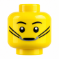 Preview: LEGO® Minifiguren-Kopf gelb mit geöffneten Augen und schwarzen Schnurrhaaren