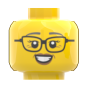 Preview: LEGO® Kopf Doppelgesicht mit Brille freundlich lächelnd