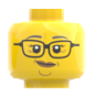 Preview: LEGO® Kopf Doppelgesicht mit Brille fröhlich lächelnd
