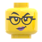Preview: LEGO® Kopf Doppelgesicht weiblich mit Brille – verschmitzt & selbstbewusst