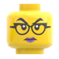 Preview: LEGO® Kopf Doppelgesicht weiblich mit Brille – ernst & entschlossen