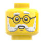 Preview: LEGO® Kopf Doppelgesicht älterer Mann mit weißem Bart & Brille – fröhlich lächelnd