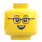 Preview: LEGO® Kopf mit Brille – fröhlich lächelnd