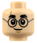 Preview: LEGO® Minifiguren-Kopf Mann mit runder Brille, kräftigen Augenbrauen und freundlichem Gesicht