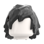 Preview: LEGO® Haare in Schwarz mit langer zerzauster Frisur Vorderansicht