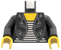 Preview: LEGO® Minifiguren Torso mit schwarzer Lederjacke und gestreiftem Shirt vorn