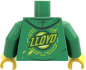 Preview: LEGO® Minifiguren Torso mit grünem Hoodie und Ninja-Motiv hinten