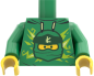 Preview: LEGO® Minifiguren Torso mit grünem Hoodie und Ninja-Motiv vorn
