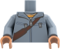 Preview: LEGO® Minifiguren Torso mit hellblauer Jacke und diagonaler Umhängetasche vorn