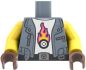 Preview: LEGO® Minifiguren Torso mit grauer Weste und Flammen-Motiv vorn