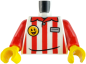 Preview: LEGO® Minifiguren Torso rot-weiß gestreiftes Hemd mit Namensschild vorn