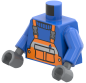 Preview: LEGO® Minifiguren Torso mit orangefarbener Latzhose und blauem Pullover ISO
