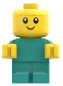 Preview: LEGO Baby Minifigur grün mit lächelndem Gesicht Vorderseite