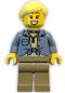 Preview: LEGO Minifigur Frau mit hellblauer Jacke und Halskette Vorderansicht