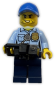 Preview: LEGO Minifigur Polizist mit blauer Mütze und Kamera Vorderansicht