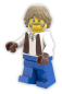 Preview: LEGO® Schmied Minifigur Blacksmith mit brauner Weste und blauer Hose – Seitenansicht