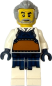 Preview: LEGO Fechter Minifigur mit Brustpanzer und grauem Haar Vorderansicht