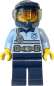Preview: LEGO Polizei Minifigur mit Einsatzhelm und Visier Vorderansicht
