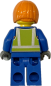 Preview: LEGO Bauarbeiterin Minifigur mit Warnweste Rückansicht