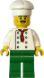 Preview: LEGO Koch Minifigur mit weißer Kochmütze und rotem Halstuch Vorderansicht