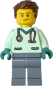 Preview: LEGO Arzt Minifigur mit mintfarbener Klinikbekleidung und Stethoskop Vorderansicht