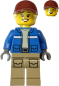 Preview: LEGO Tierretter Minifigur mit blauer Rescue-Jacke und roter Cap Vorderansicht