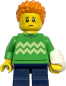Preview: LEGO Junge mit Armverband und grünem Pullover Vorderseite