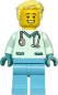 Preview: LEGO City Arzt Minifigur mit Stethoskop und hellblonder Frisur Vorderansicht