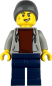 Preview: LEGO Junge Minifigur mit grauem Hoodie und schwarzer Mütze