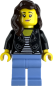 Preview: LEGO Minifigur Frau mit langen braunen Haaren und hellblauer Hose Rückseite