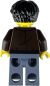 Preview: Rückseite LEGO Mann Minifigur mit brauner Jacke und schwarzen Haaren