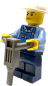 Preview: LEGO Minifigur Bauarbeiter mit blauer Latzhose Seite