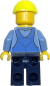 Preview: LEGO Minifigur Bauarbeiter mit blauer Latzhose Rückansicht