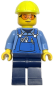 Preview: LEGO Minifigur Bauarbeiter mit gelbem Helm und Schutzbrille Vorderansicht
