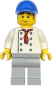Preview: LEGO Minifigur Koch mit weißer Uniform und blauer Mütze Vorderansicht