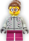 Preview: LEGO Minifigur Frau mit grauem Hoodie und pinker Hose Vorderansicht