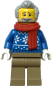 Preview: LEGO City Opa Minifigur mit blauem Winterpullover Vorderseite