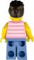 Preview: Rückseite der LEGO Mädchen Minifigur mit rosa gestreiftem Shirt