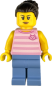 Preview: LEGO Mädchen Minifigur mit rosa Katzen-Shirt und dunklem Dutt