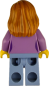 Preview: Rückseite der LEGO Frau Minifigur mit lilafarbener Jacke