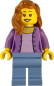 Preview: LEGO Frau Minifigur mit lila Jacke und rotbraunen Haaren