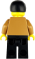 Preview: Rückseite der LEGO Mann Minifigur mit braunem Pullover