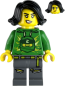 Preview: LEGO Minifigur Mädchen mit grünem Ninja-Hoodie und grauer Hose vorne