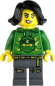 Preview: LEGO Minifigur Mädchen mit grünem Ninja-Hoodie und grauer Hose vorne