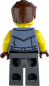 Preview: LEGO Minifigur Mann mit braunen Haaren und grauer Lederweste Rückseite