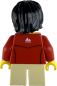 Preview: LEGO Minifigur Junge mit schwarzer Frisur und roter Outdoor-Jacke Rückseite