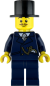 Preview: LEGO Minifigur Herr mit Zylinder und Anzug vorne