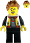 Preview: LEGO Minifigur Teenager Junge mit Collegejacke und braunen Haaren vorne