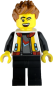 Preview: LEGO Minifigur Teenager Junge mit Collegejacke und braunen Haaren vorne